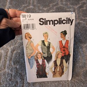 Vtg 1995 Simplicity Sewing Pattern 9819 WOMENS SIZE 12/14/16 vest cut/uncut